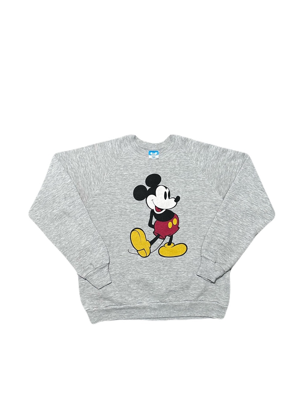 Vintage 80s Disney Casuals Mickey Mouse Sweatshirt Large Light Gray Raglan